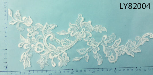 LY82004 Raised Stem Stitch Floral Appliqué | for Wedding Dress & Couture DIY | 34x15cm