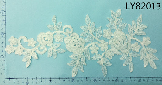 LY82013 Raised Stem Stitch Floral Appliqué | for Wedding Dress & Couture DIY | 35x16cm
