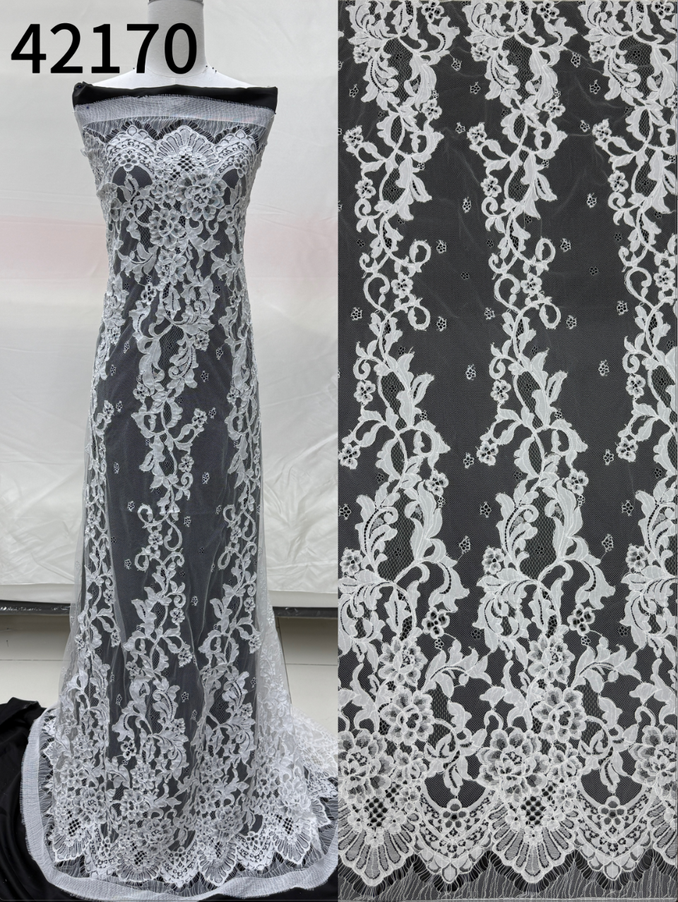 LY42170 Eyelash Boning Lace Trim | Raised Stem Stitch & 3D Boning Detail for Wedding Dress & Couture DIY | 3m MOQ