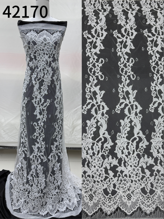 LY42170 Eyelash Boning Lace Trim | Raised Stem Stitch & 3D Boning Detail for Wedding Dress & Couture DIY | 3m MOQ