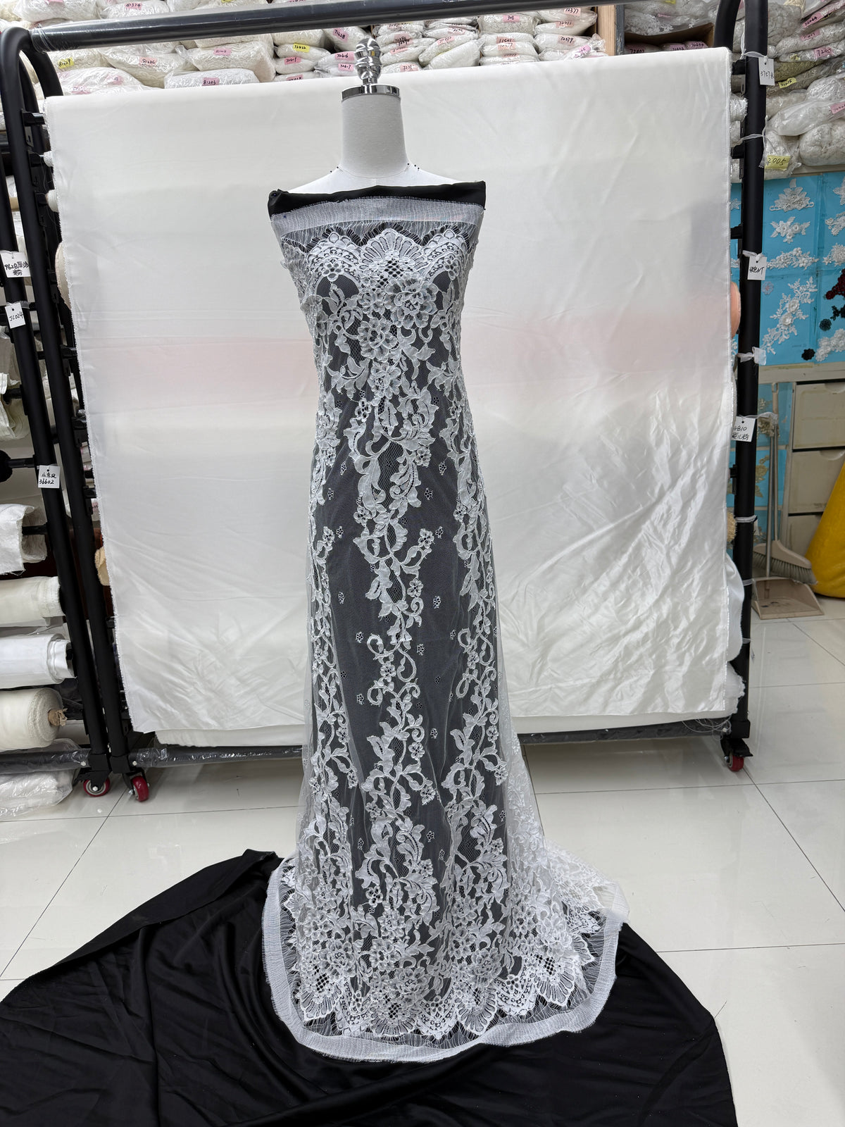 LY42170 Eyelash Boning Lace Trim | Raised Stem Stitch & 3D Boning Detail for Wedding Dress & Couture DIY | 3m MOQ