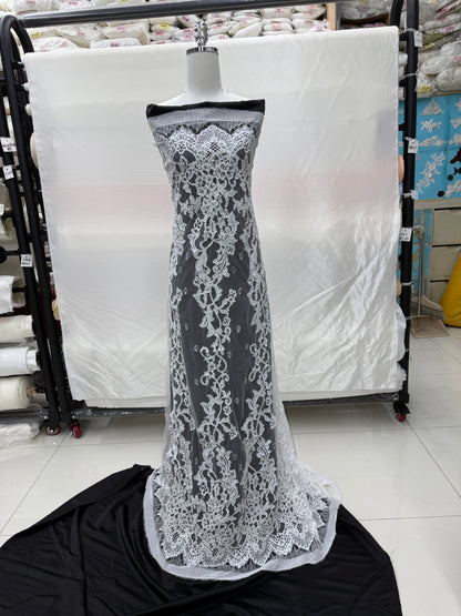LY42170 Eyelash Boning Lace Trim | Raised Stem Stitch & 3D Boning Detail for Wedding Dress & Couture DIY | 3m MOQ