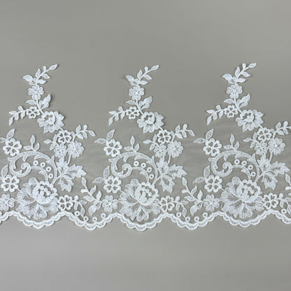 LY81031 Boning Floral Embroidered Lace Appliqué | Raised Stem Stitch Detail for Wedding Dress & Couture DIY |25cm width