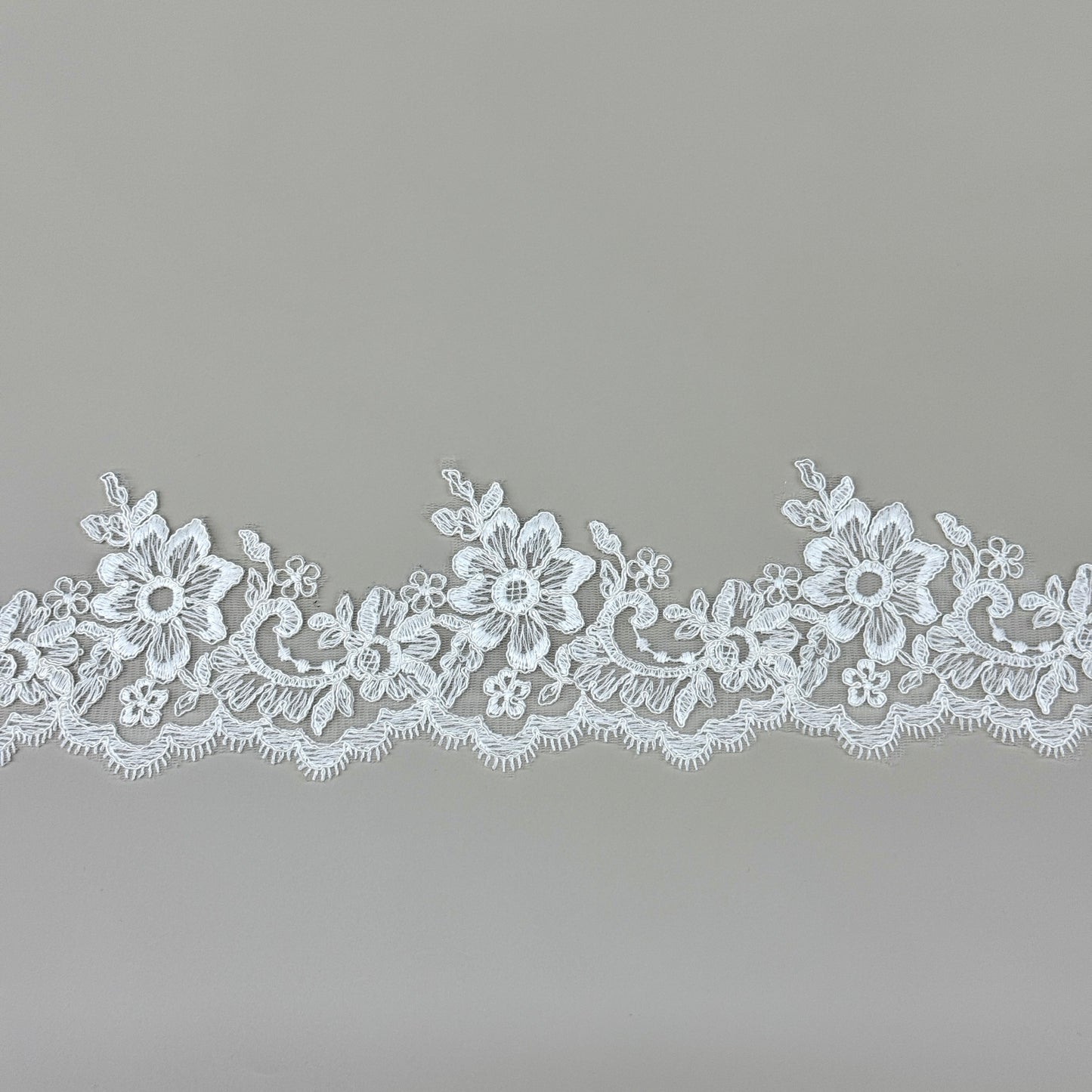 LY81201 Boning Floral Embroidered Lace Appliqué | Raised Stem Stitch Detail for Wedding Dress & Couture DIY |9cm width