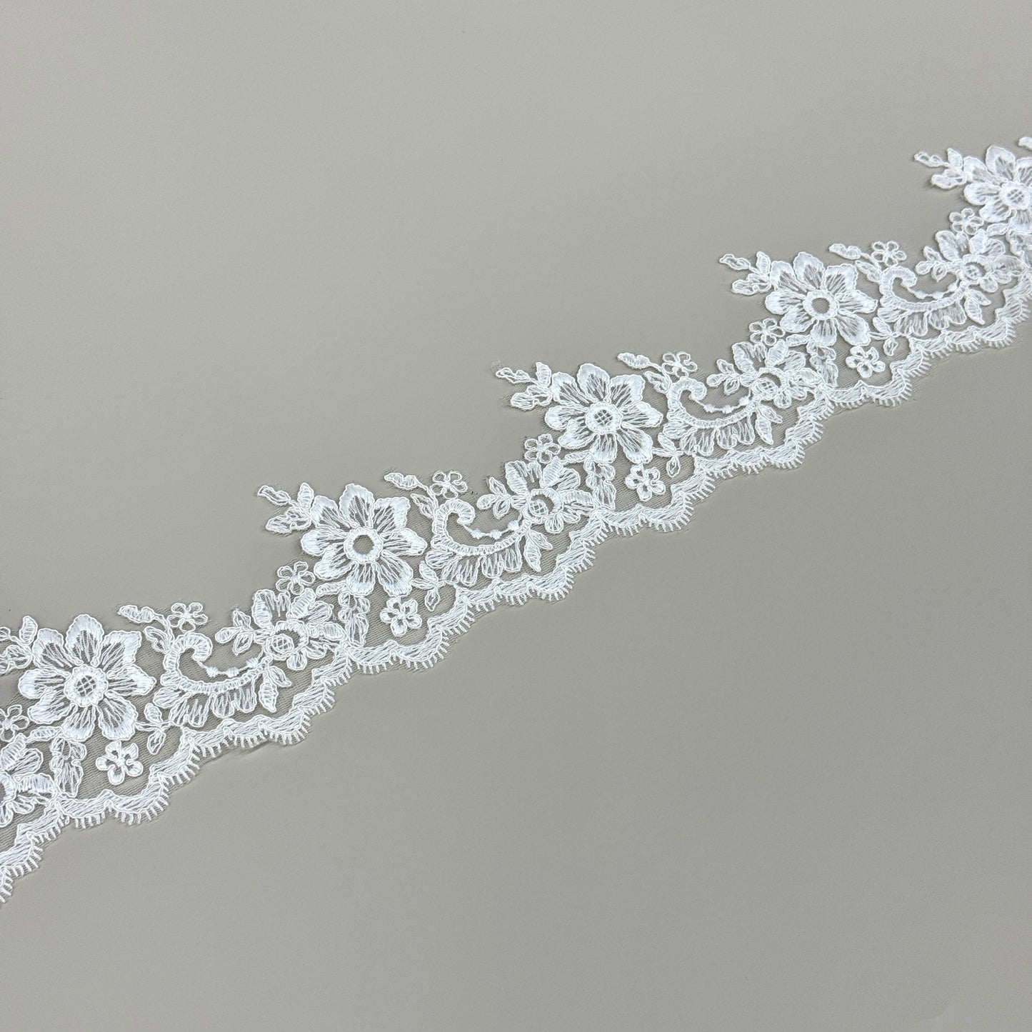 LY81201 Boning Floral Embroidered Lace Appliqué | Raised Stem Stitch Detail for Wedding Dress & Couture DIY |9cm width