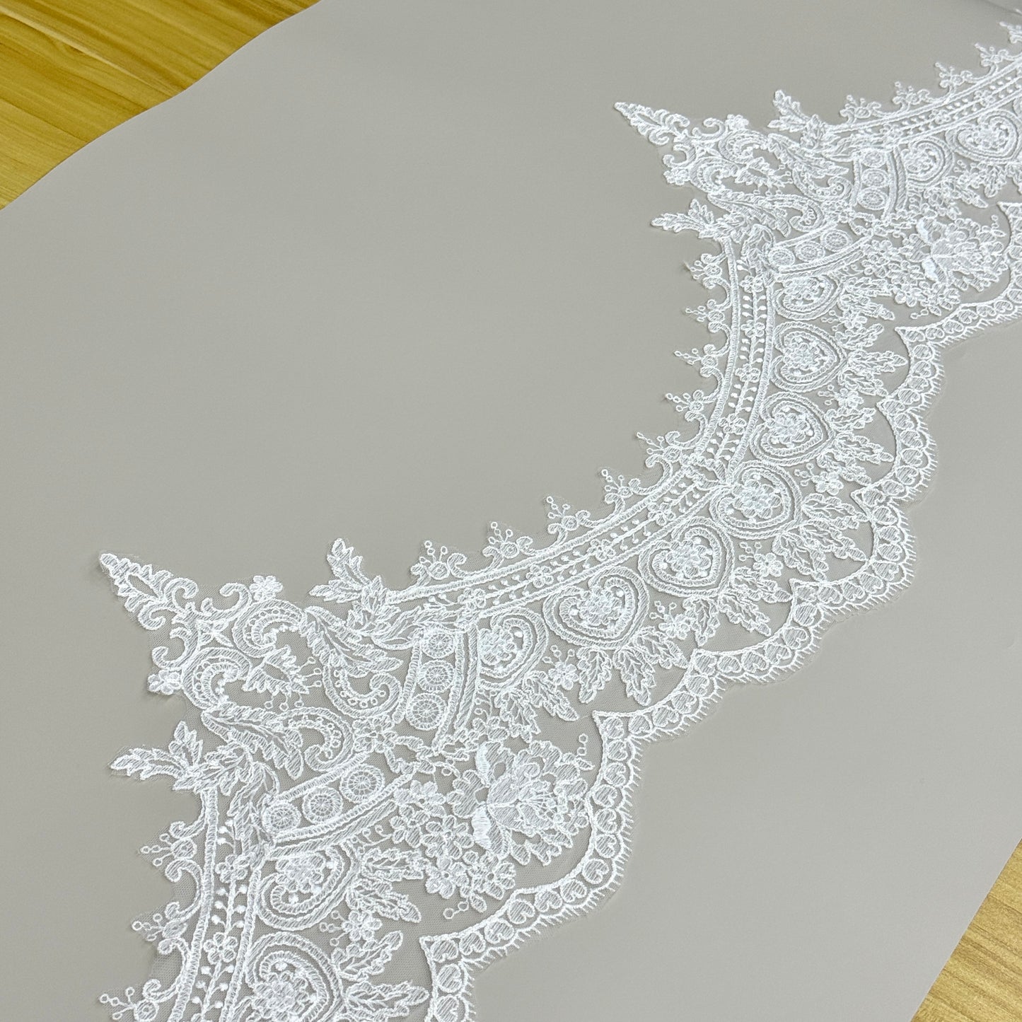 LY81352 Boning Floral Embroidered Lace Appliqué | Raised Stem Stitch Detail for Wedding Dress & Couture DIY |26cm width