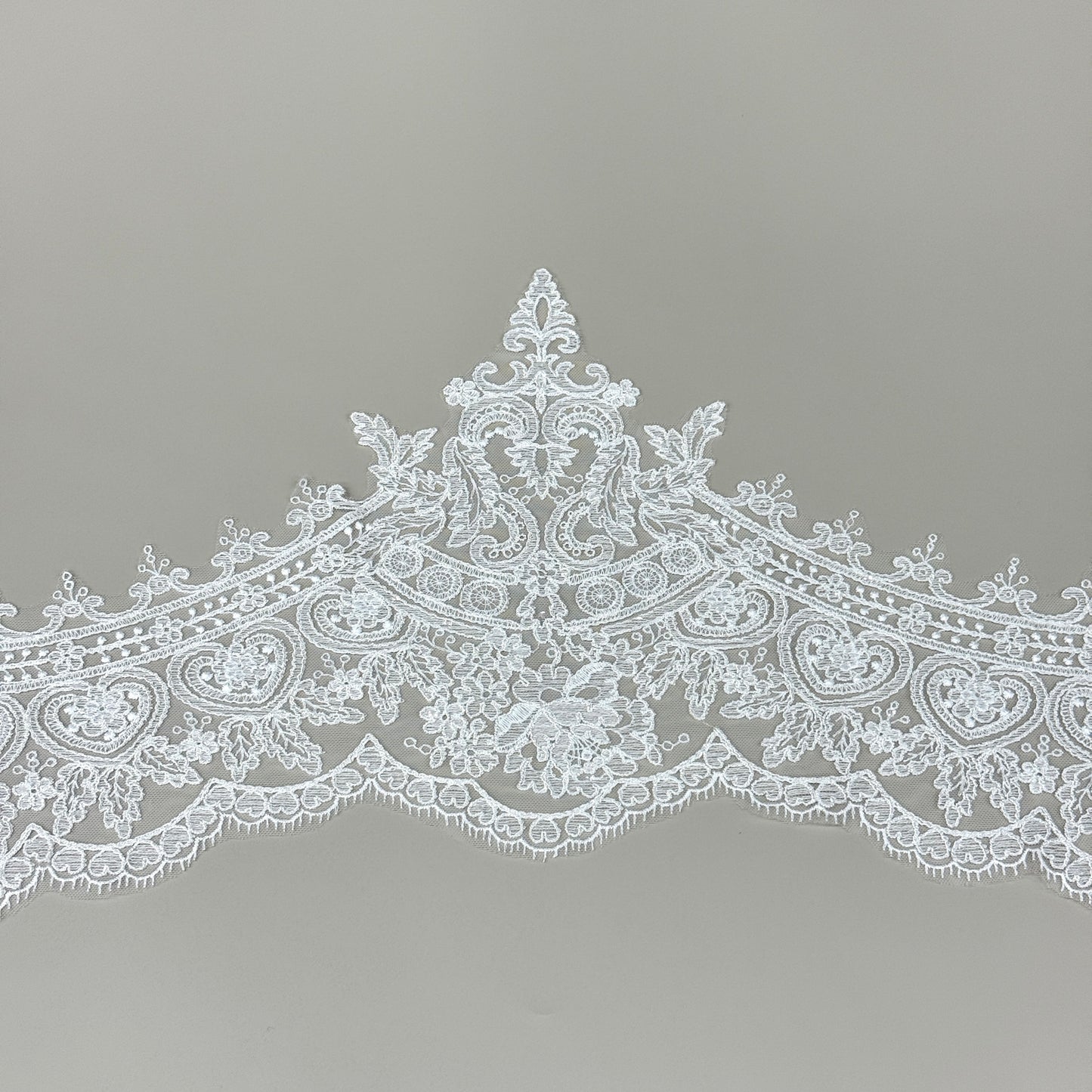 LY81352 Boning Floral Embroidered Lace Appliqué | Raised Stem Stitch Detail for Wedding Dress & Couture DIY |26cm width