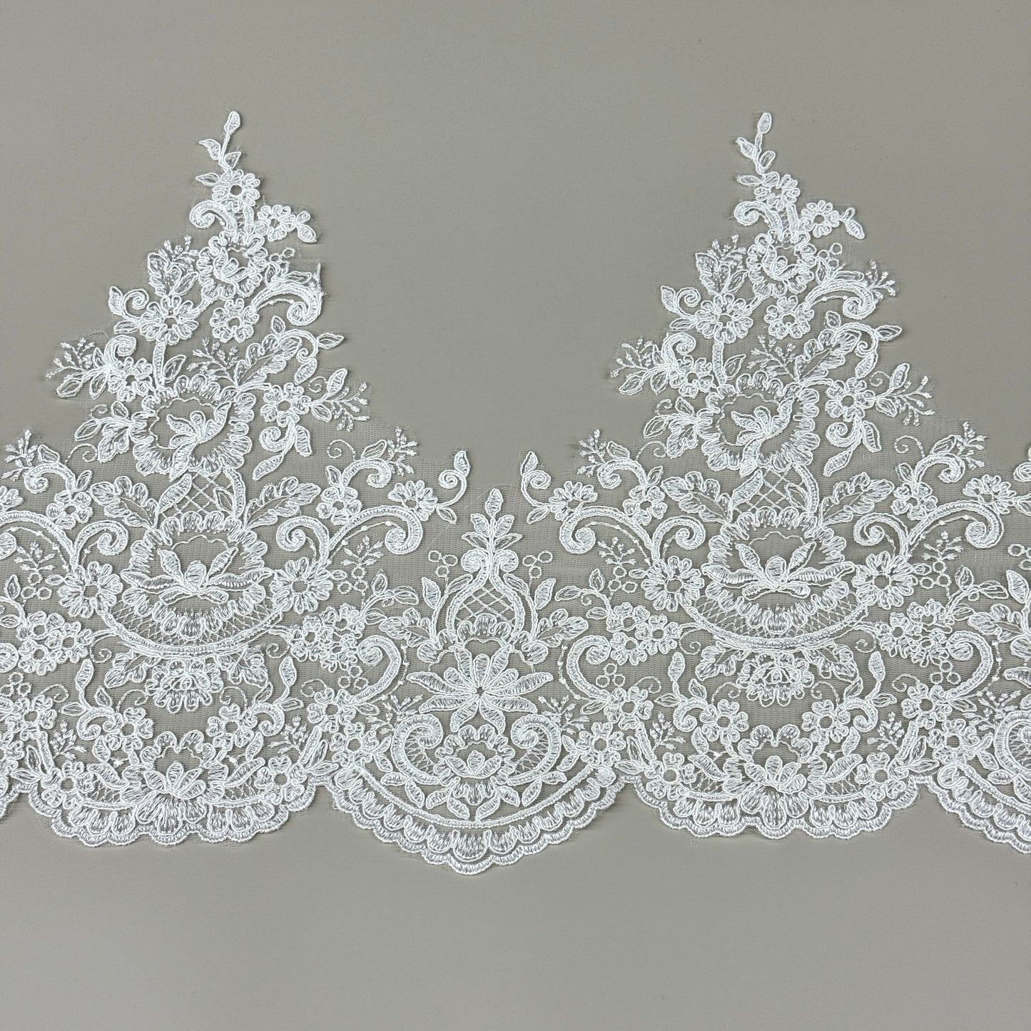 LY81372 Boning Floral Embroidered Lace Appliqué | Raised Stem Stitch Detail for Wedding Dress & Couture DIY | 30cm width