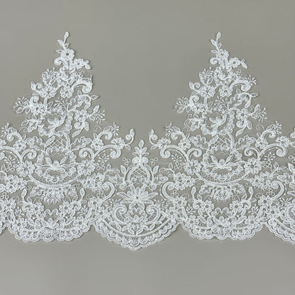 LY81372 Boning Floral Embroidered Lace Appliqué | Raised Stem Stitch Detail for Wedding Dress & Couture DIY | 30cm width