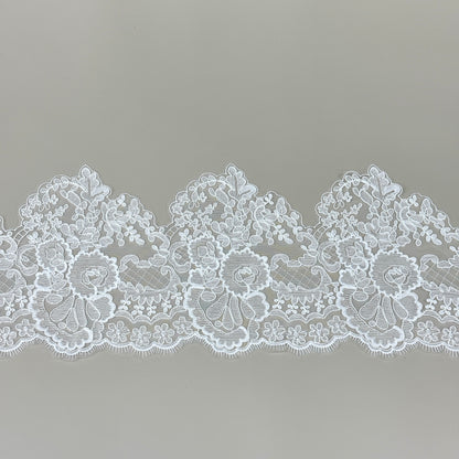 LY81377 Boning Embroidered Lace Appliqué With Sequins | Raised Stem Stitch Detail for Wedding Dress & Couture DIY | 21cm width