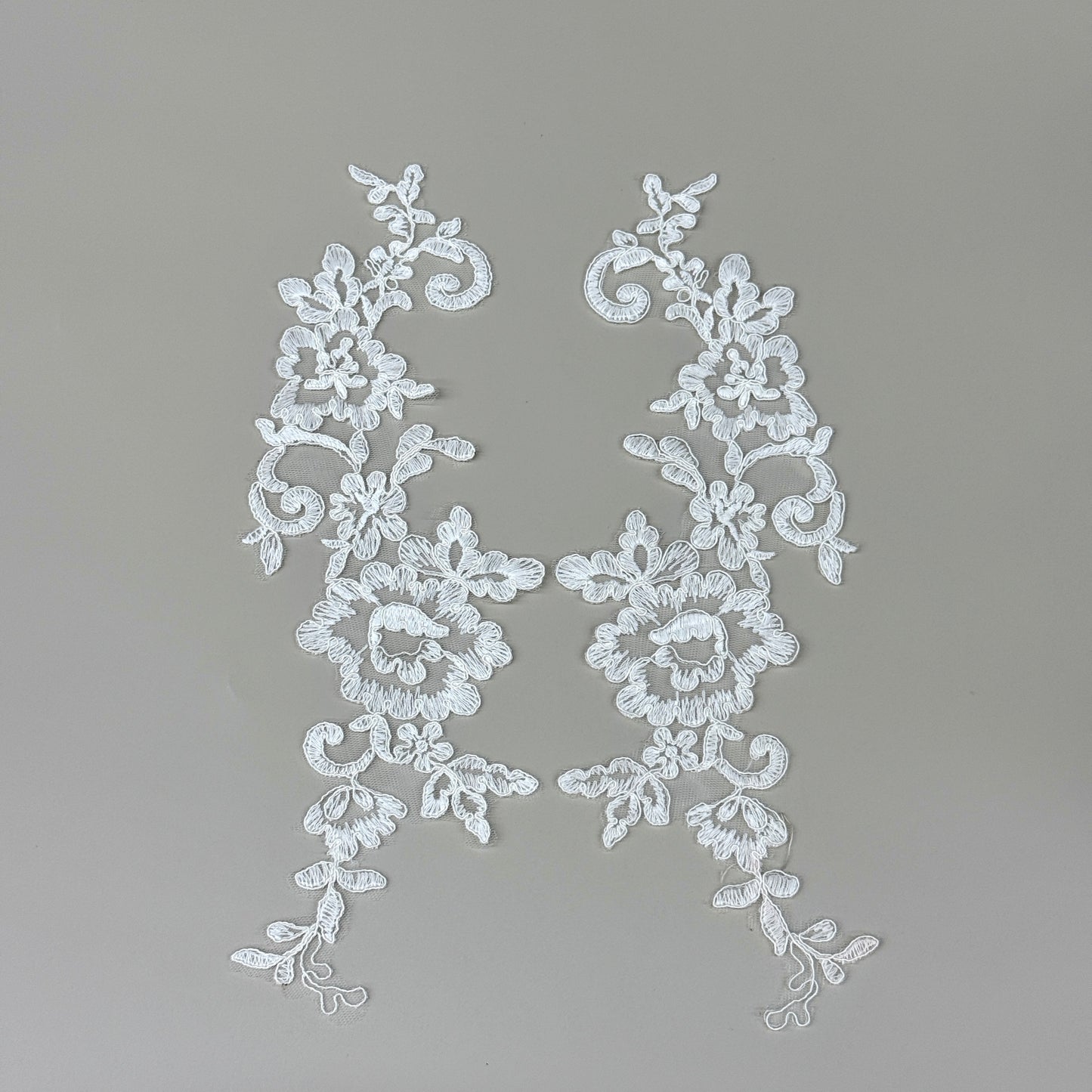 LY82002 Raised Stem Stitch Floral Appliqué | for Wedding Dress & Couture DIY | 30x12cm
