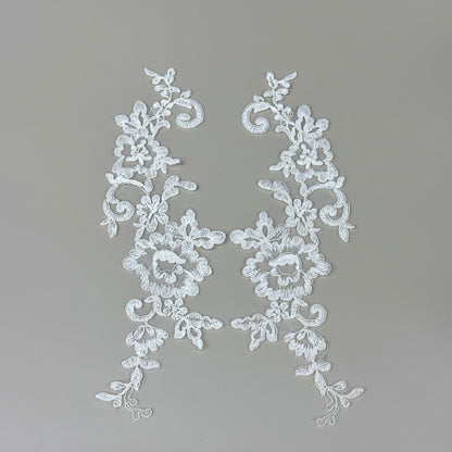 LY82002 Raised Stem Stitch Floral Appliqué | for Wedding Dress & Couture DIY | 30x12cm