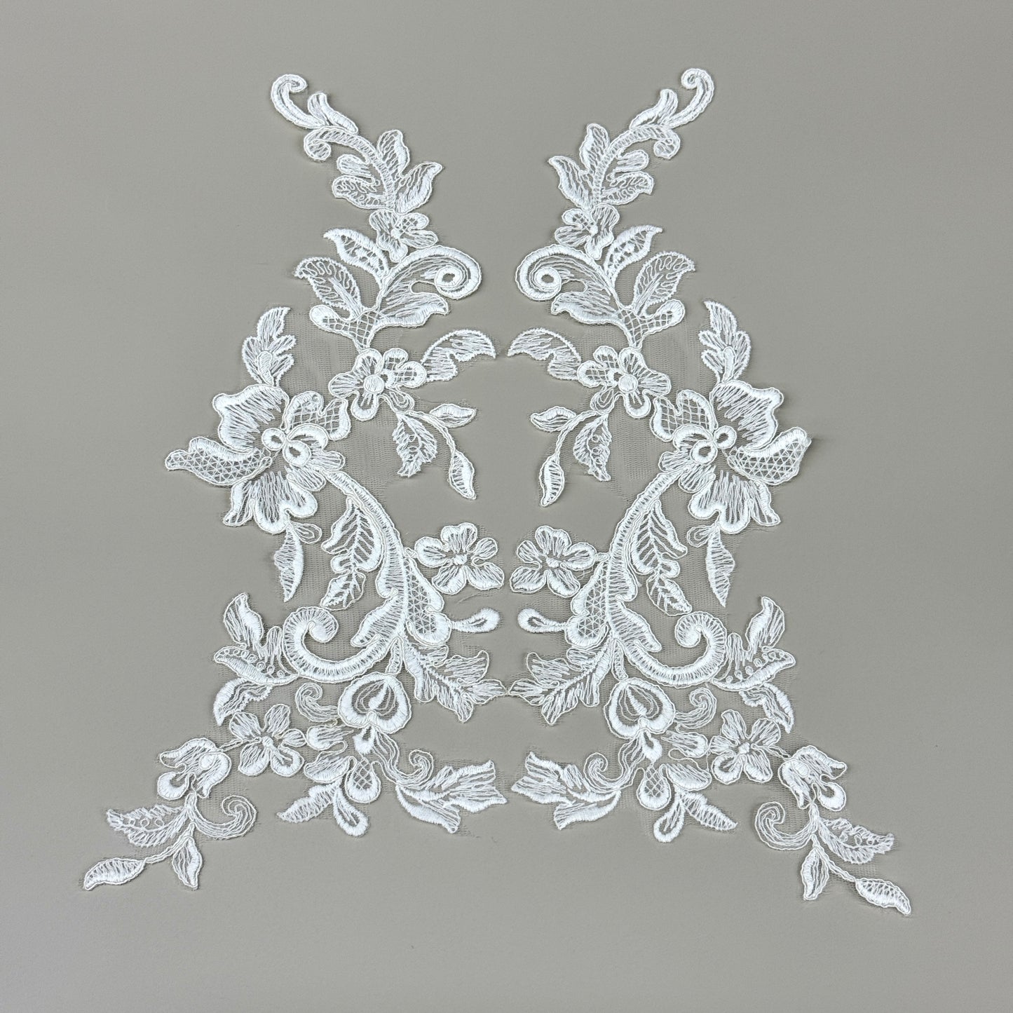 LY82004 Raised Stem Stitch Floral Appliqué | for Wedding Dress & Couture DIY | 34x15cm