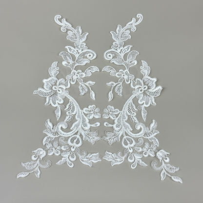 LY82004 Raised Stem Stitch Floral Appliqué | for Wedding Dress & Couture DIY | 34x15cm