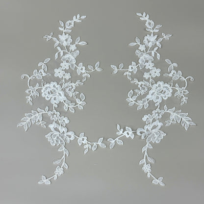 LY82009 Raised Stem Stitch Floral Appliqué | for Wedding Dress & Couture DIY | 40x19cm
