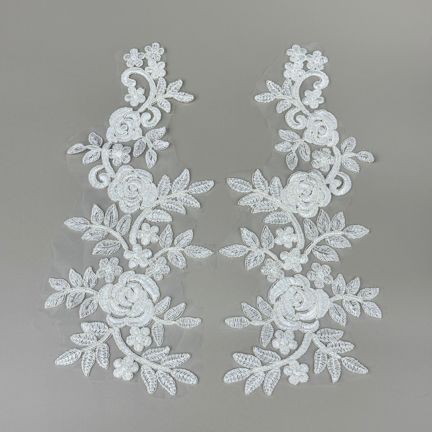 LY82013 Raised Stem Stitch Floral Appliqué | for Wedding Dress & Couture DIY | 35x16cm