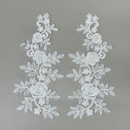 LY82013 Raised Stem Stitch Floral Appliqué | for Wedding Dress & Couture DIY | 35x16cm