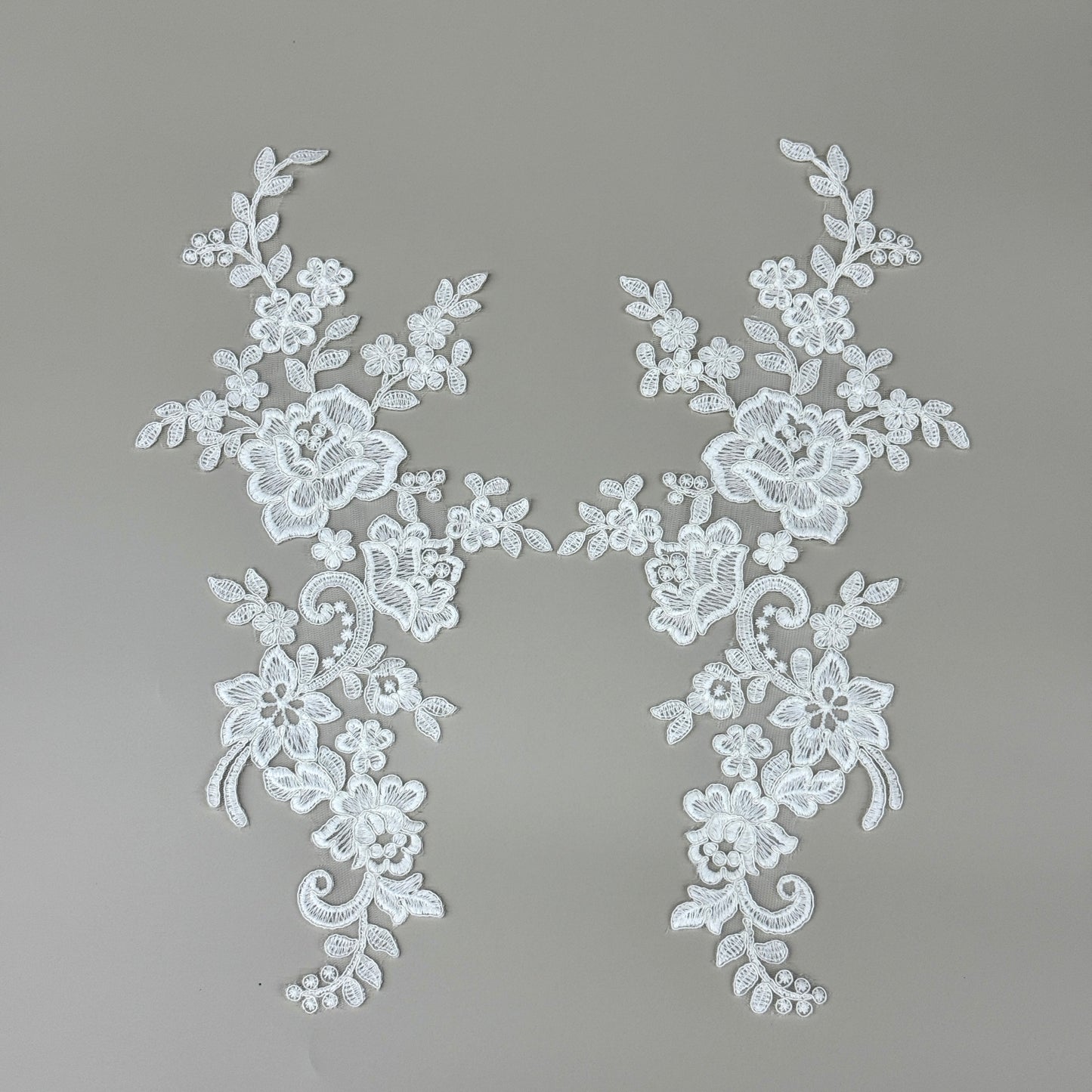 LY82016 Raised Stem Stitch Floral Appliqué | for Wedding Dress & Couture DIY | 32x15cm