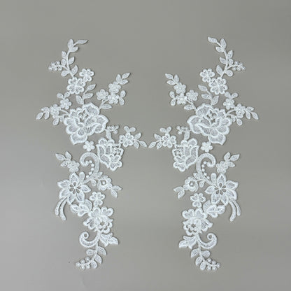 LY82016 Raised Stem Stitch Floral Appliqué | for Wedding Dress & Couture DIY | 32x15cm