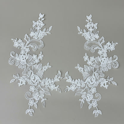 LY82021 Raised Stem Stitch Floral Appliqué | for Wedding Dress & Couture DIY | 31x17cm