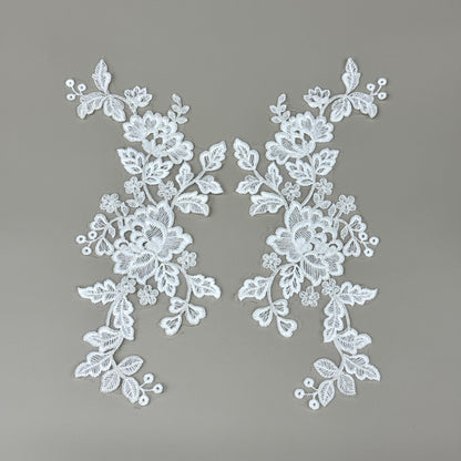LY82050 Raised Stem Stitch Floral Appliqué | for Wedding Dress & Couture DIY | 31x13cm