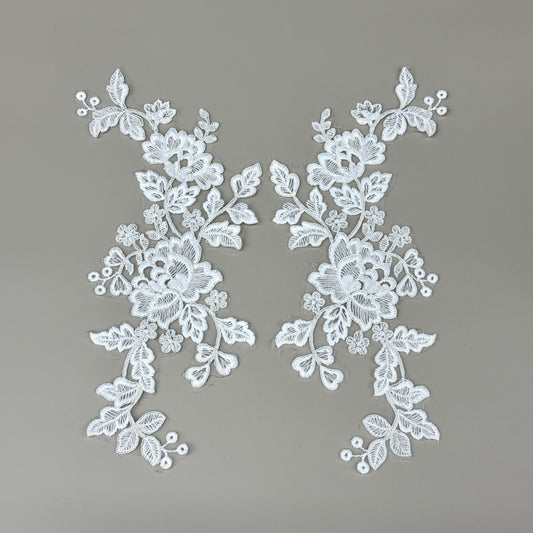 LY82050 Raised Stem Stitch Floral Appliqué | for Wedding Dress & Couture DIY | 31x13cm