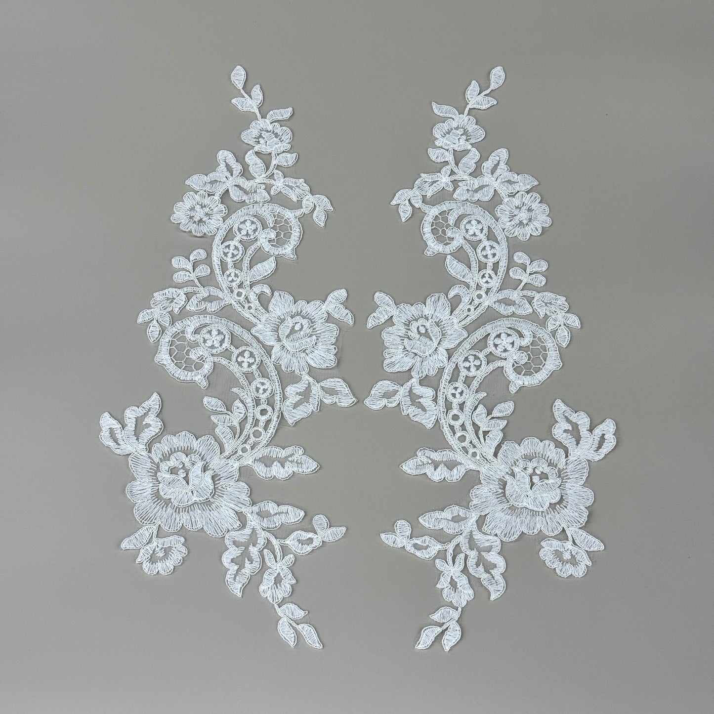 LY82053 Raised Stem Stitch Floral Appliqué | for Wedding Dress & Couture DIY | 42x17cm