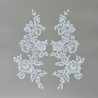 LY82053 Raised Stem Stitch Floral Appliqué | for Wedding Dress & Couture DIY | 42x17cm