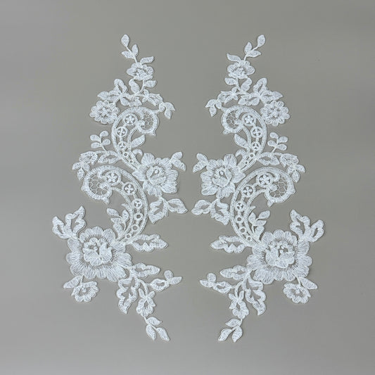 LY82053 Raised Stem Stitch Floral Appliqué | for Wedding Dress & Couture DIY | 42x17cm