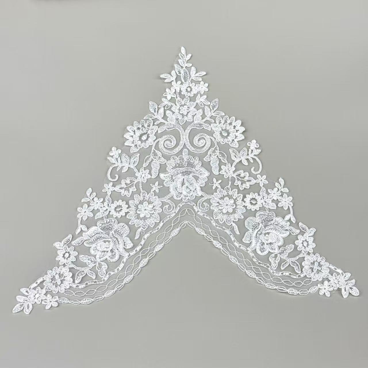 LY82054 Raised Stem Stitch Central Lace | for Wedding Dress & Couture DIY | 41x36cm