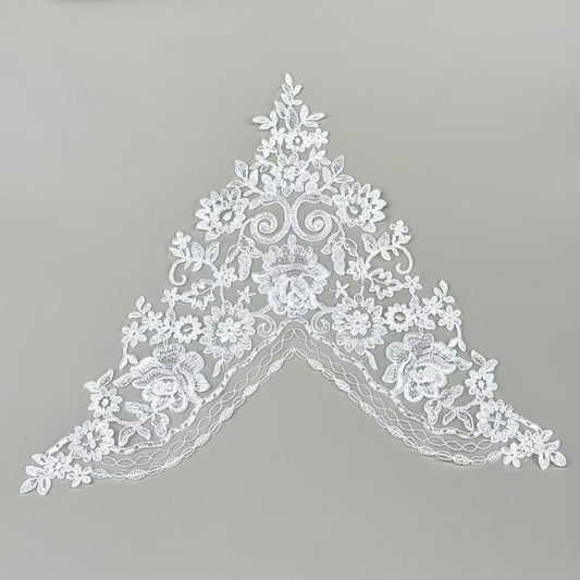 LY82054 Raised Stem Stitch Central Lace | for Wedding Dress & Couture DIY | 41x36cm