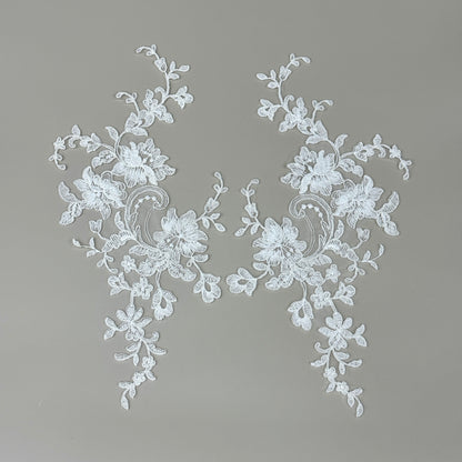 LY82243 Raised Stem Stitch Floral Appliqué | for Wedding Dress & Couture DIY | 33x15cm