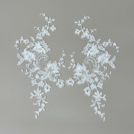 LY82243 Raised Stem Stitch Floral Appliqué | for Wedding Dress & Couture DIY | 33x15cm