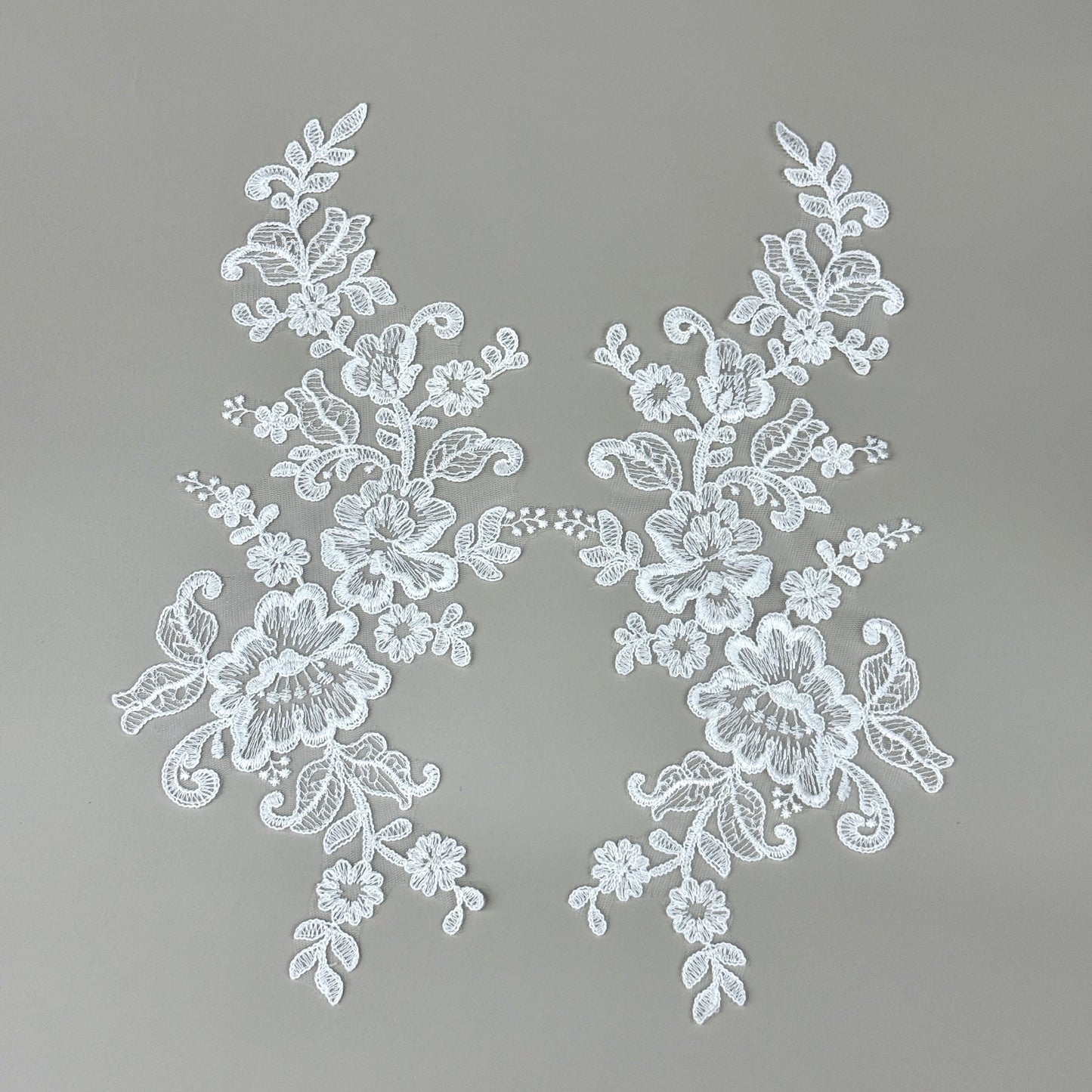 LY82248 Raised Stem Stitch Floral Appliqué | for Wedding Dress & Couture DIY | 36x16cm