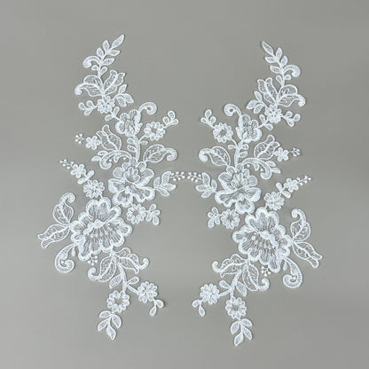 LY82248 Raised Stem Stitch Floral Appliqué | for Wedding Dress & Couture DIY | 36x16cm