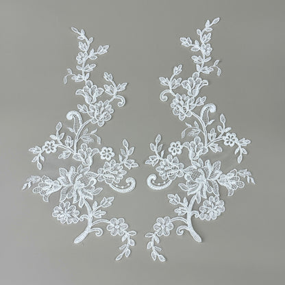 LY82249 Raised Stem Stitch Floral Appliqué | for Wedding Dress & Couture DIY | 37x17cm
