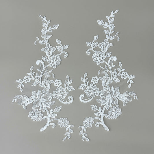 LY82249 Raised Stem Stitch Floral Appliqué | for Wedding Dress & Couture DIY | 37x17cm