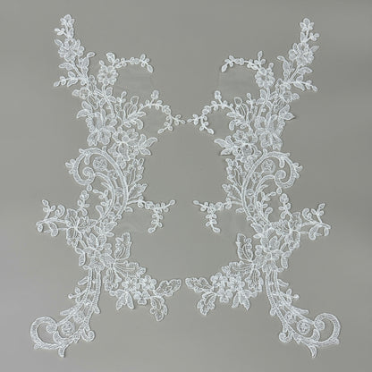 LY82260 Raised Stem Stitch Floral Appliqué | for Wedding Dress & Couture DIY | 51x22cm