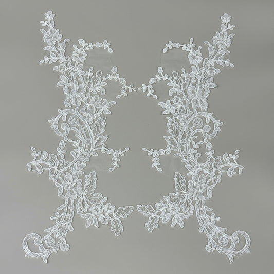 LY82260 Raised Stem Stitch Floral Appliqué | for Wedding Dress & Couture DIY | 51x22cm