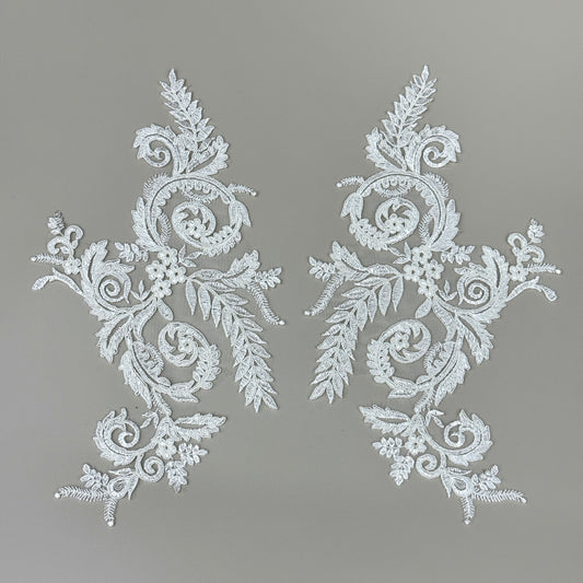 LY82261 Raised Stem Stitch Floral Appliqué | for Wedding Dress & Couture DIY | 30x17cm