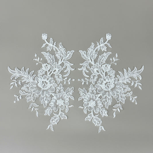 LY82262 Raised Stem Stitch Floral Appliqué | for Wedding Dress & Couture DIY | 26x17cm