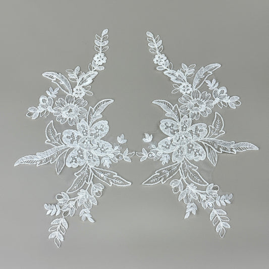 LY82396 Raised Stem Stitch Floral Appliqué | for Wedding Dress & Couture DIY | 35x19cm