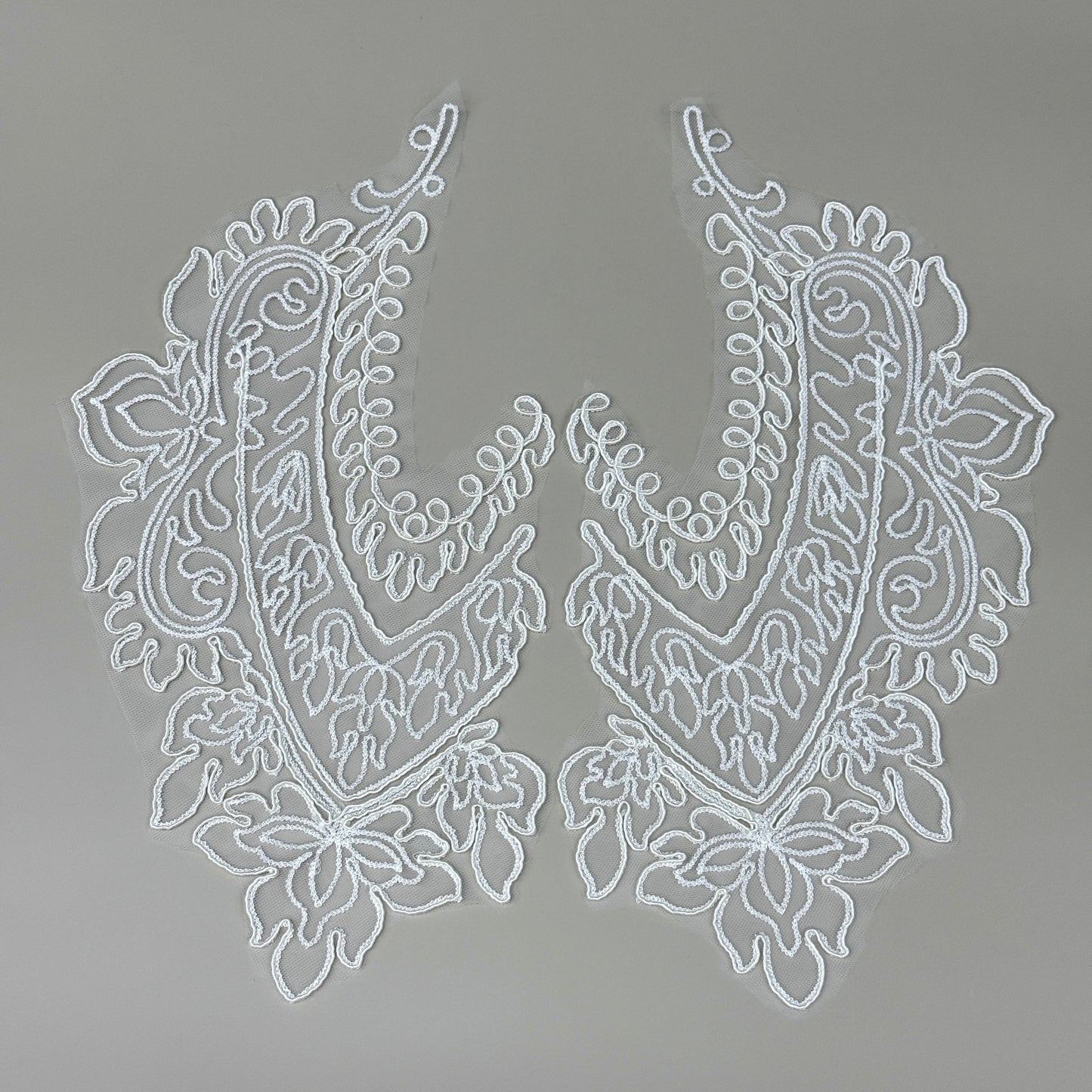 LY82450 Raised Stem Stitch Floral Appliqué | for Wedding Dress & Couture DIY | 34x21cm