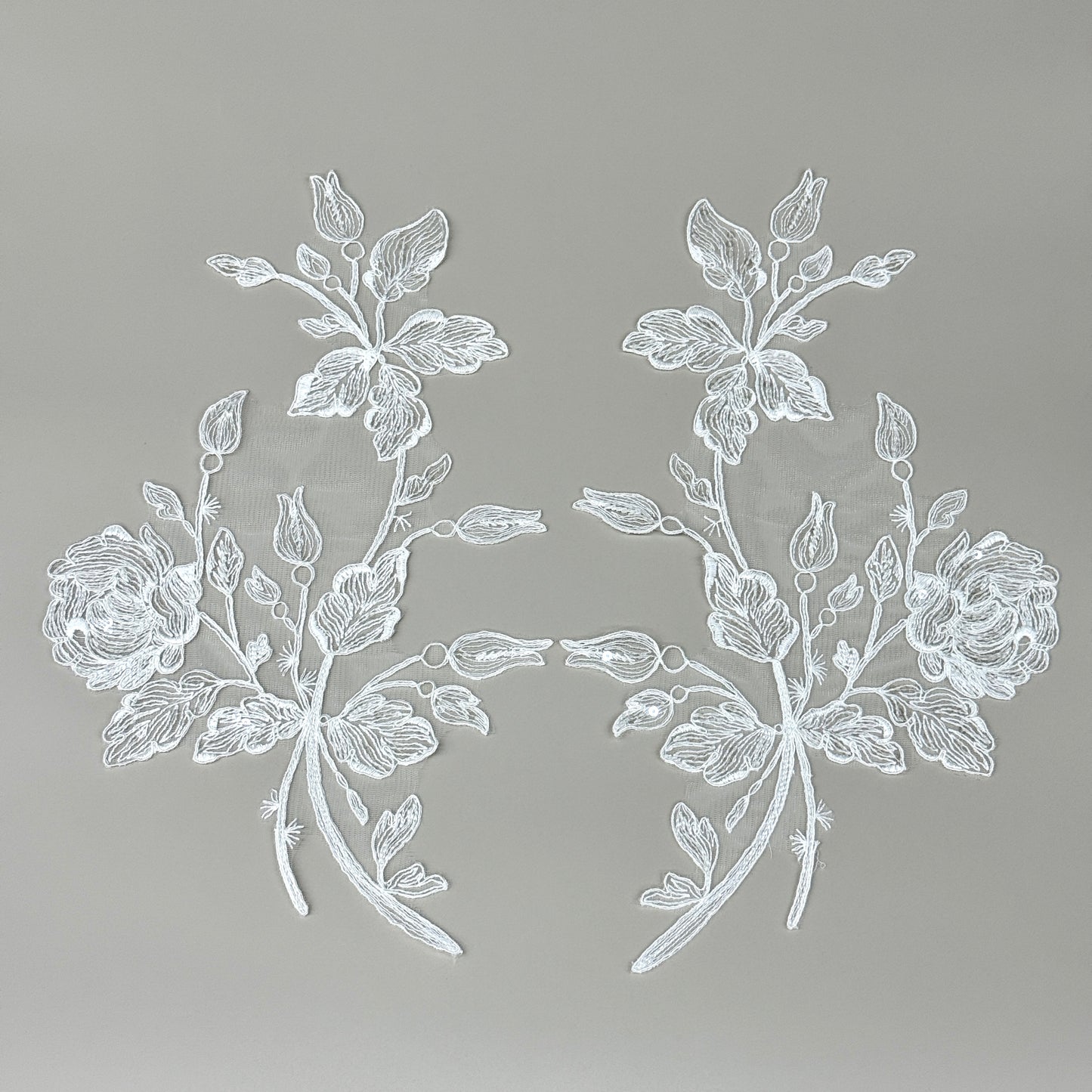 LY82451 Raised Stem Stitch Floral Appliqué | for Wedding Dress & Couture DIY | 33x20cm