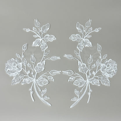 LY82451 Raised Stem Stitch Floral Appliqué | for Wedding Dress & Couture DIY | 33x20cm