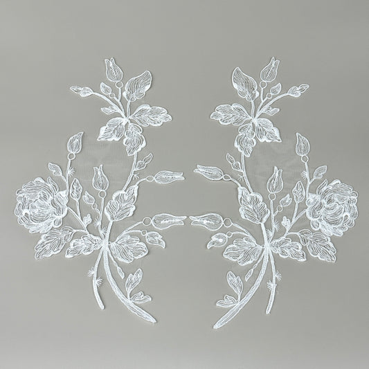 LY82451 Raised Stem Stitch Floral Appliqué | for Wedding Dress & Couture DIY | 33x20cm