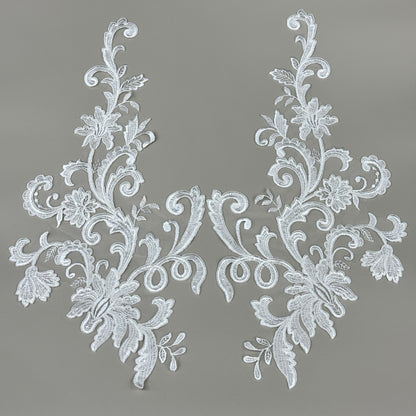 LY82452 Raised Stem Stitch Floral Appliqué | for Wedding Dress & Couture DIY | 48x26cm