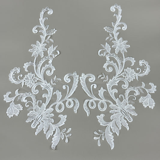 LY82452 Raised Stem Stitch Floral Appliqué | for Wedding Dress & Couture DIY | 48x26cm