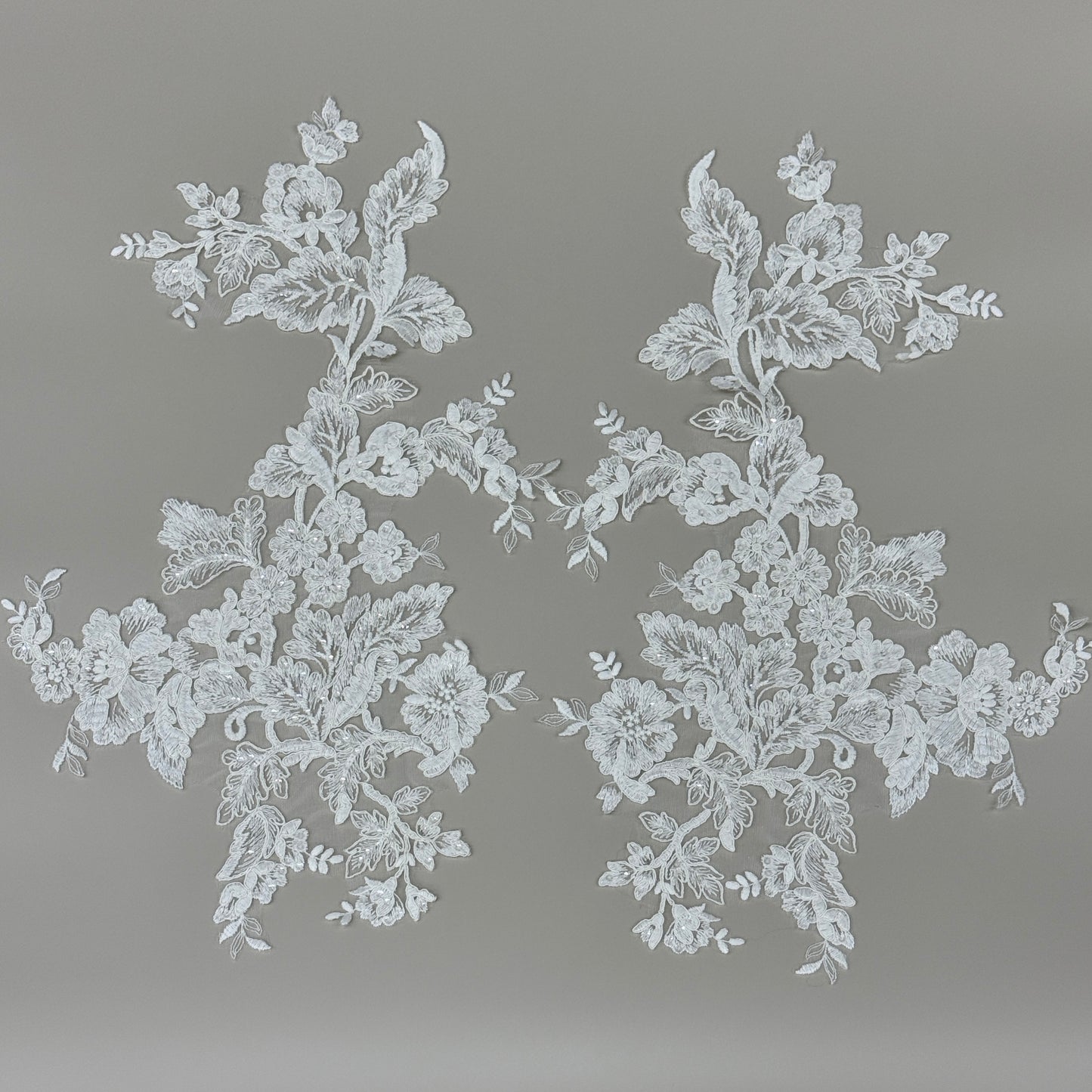 LY82456 Raised Stem Stitch Floral Appliqué | for Wedding Dress & Couture DIY | 48x26cm