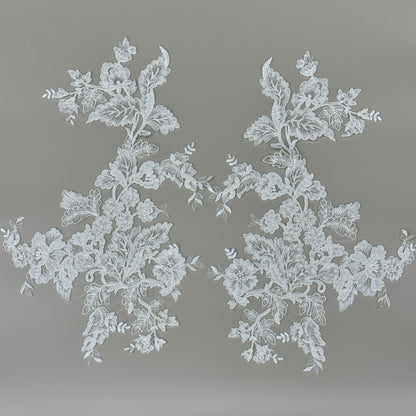 LY82456 Raised Stem Stitch Floral Appliqué | for Wedding Dress & Couture DIY | 48x26cm